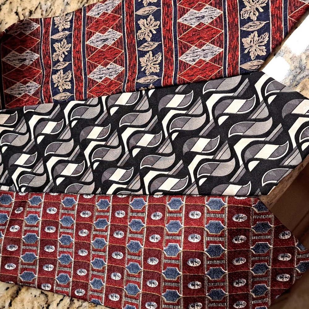 🌴 3 PURE SILK TIES Pierre Cardin, Insignia, Biella